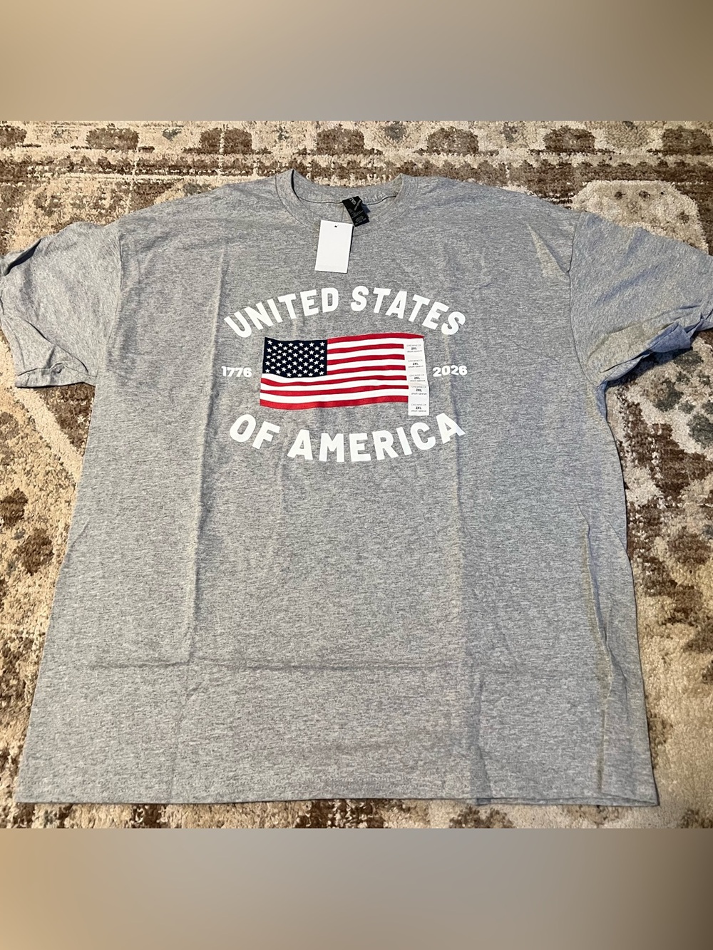 Gildan Gray United States of America Flag Graphic Tee